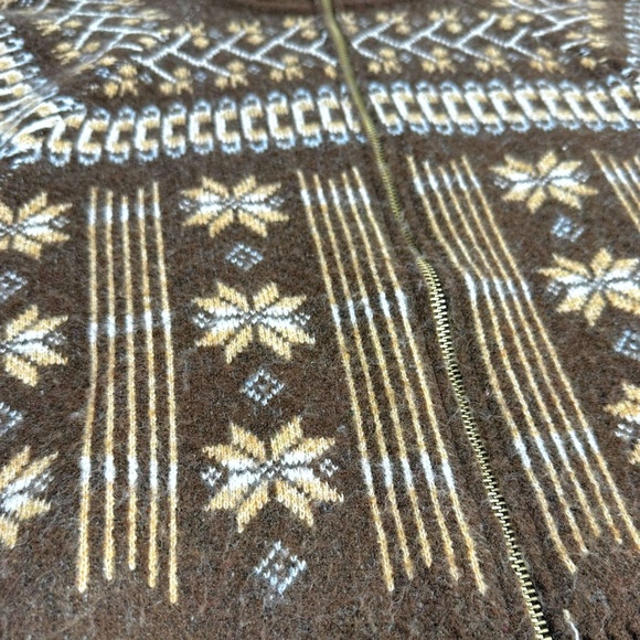 House of Harlow Nordic Zip Sweater Large Brown Fair Isle Knit - Picture 6 of 9